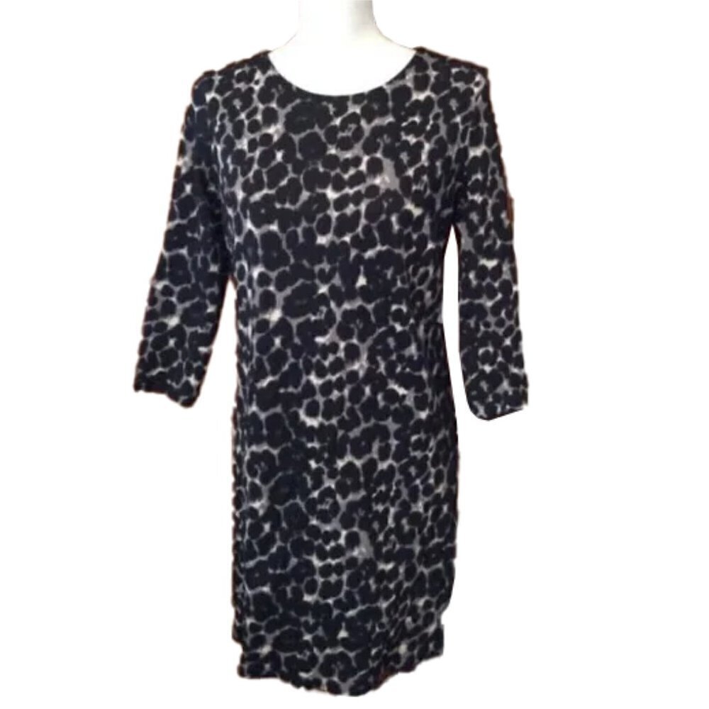 ❤️ OLD NAVY Black Gray Animal print Cotton Knit DRESS size Small